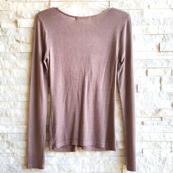 NWT Project Social T Womens Cassidy Cut Out Long Sleeve Lurex Brown Top Size M - Picture 3 of 6